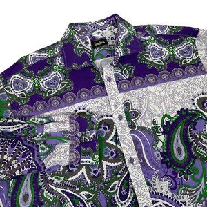 Neiman Marcus NEW Without Tag Mens Purple Hawaiin Paisley Shirt long Sleeve Sz L